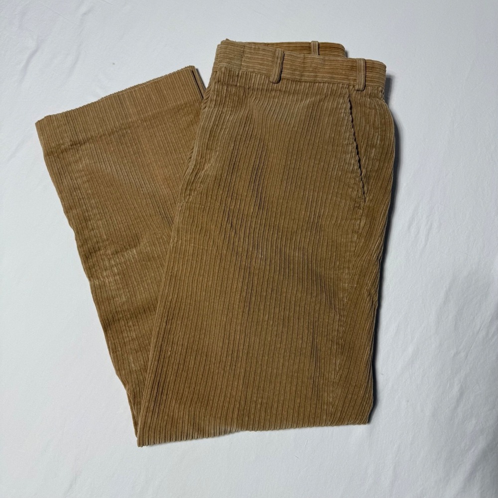 Vintage Orvis Corduroy Pants Men's 38 x 31 Tan Flat Front with Suspender Buttons